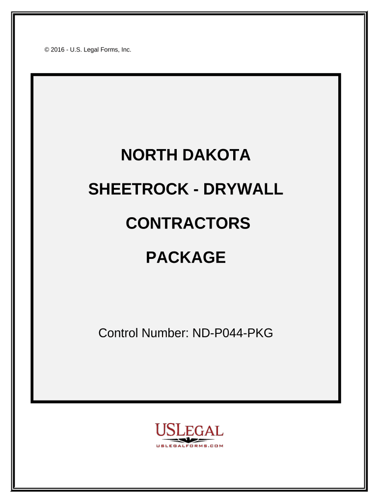 Sheetrock Drywall Contractor Package North Dakota  Form