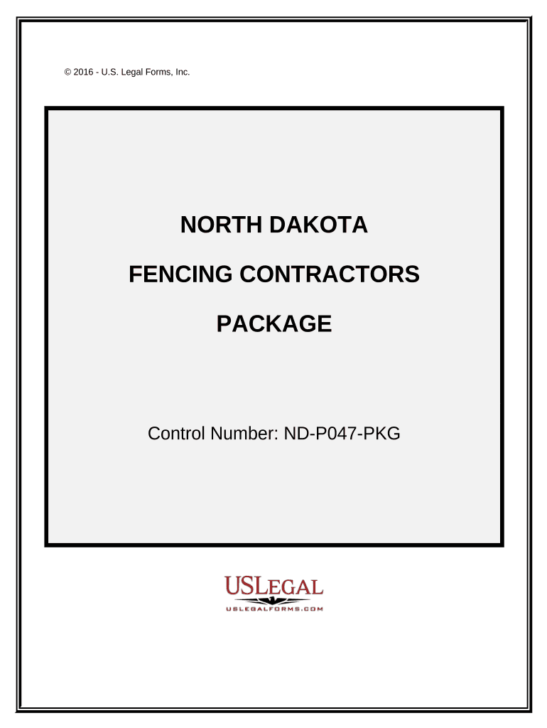 Fencing Contractor Package North Dakota  Form