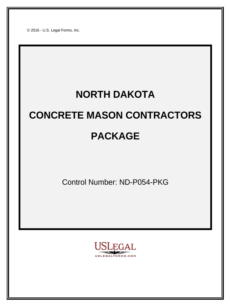 Concrete Mason Contractor Package North Dakota  Form