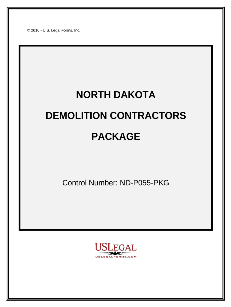 Demolition Contractor Package North Dakota  Form