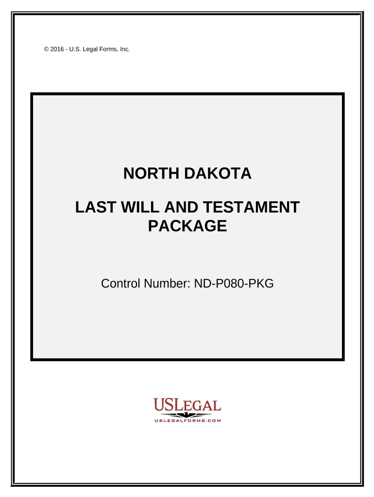 Last Will and Testament Package North Dakota  Form