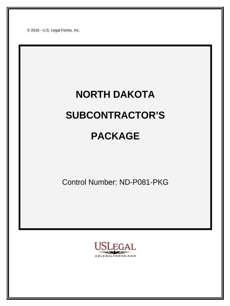 Subcontractors Package North Dakota  Form