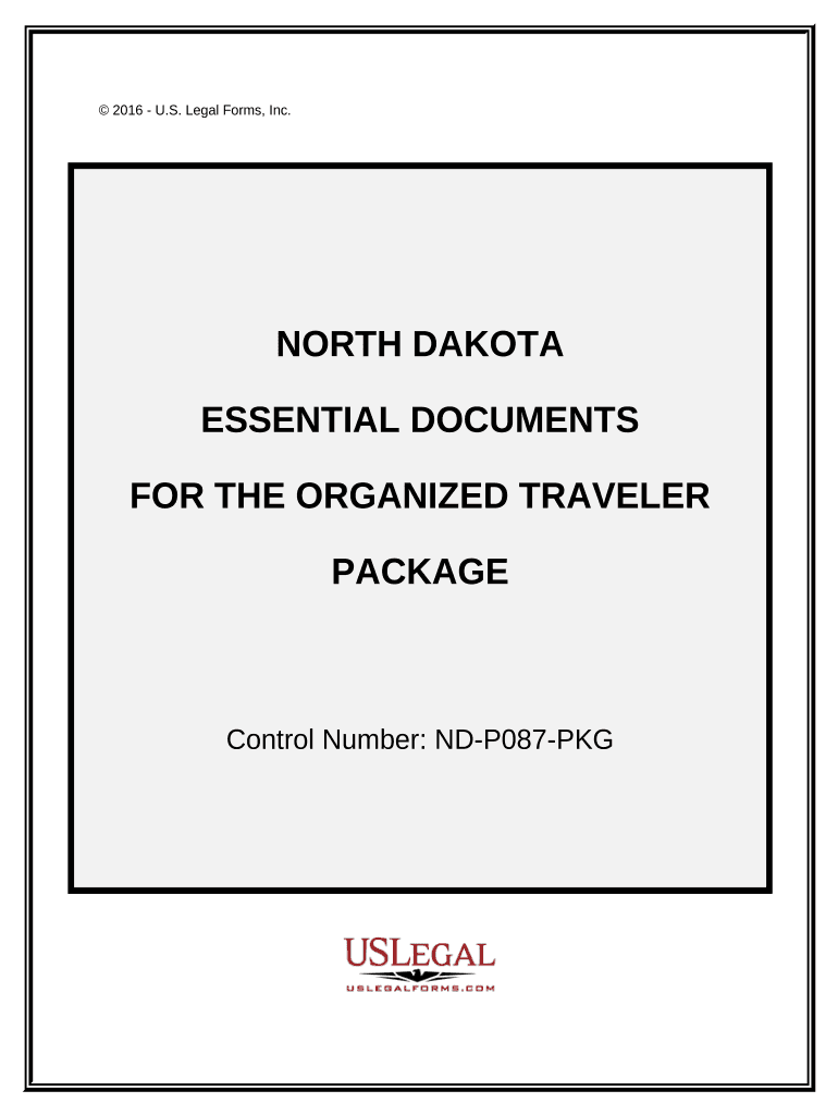 Essential Documents for the Organized Traveler Package North Dakota  Form