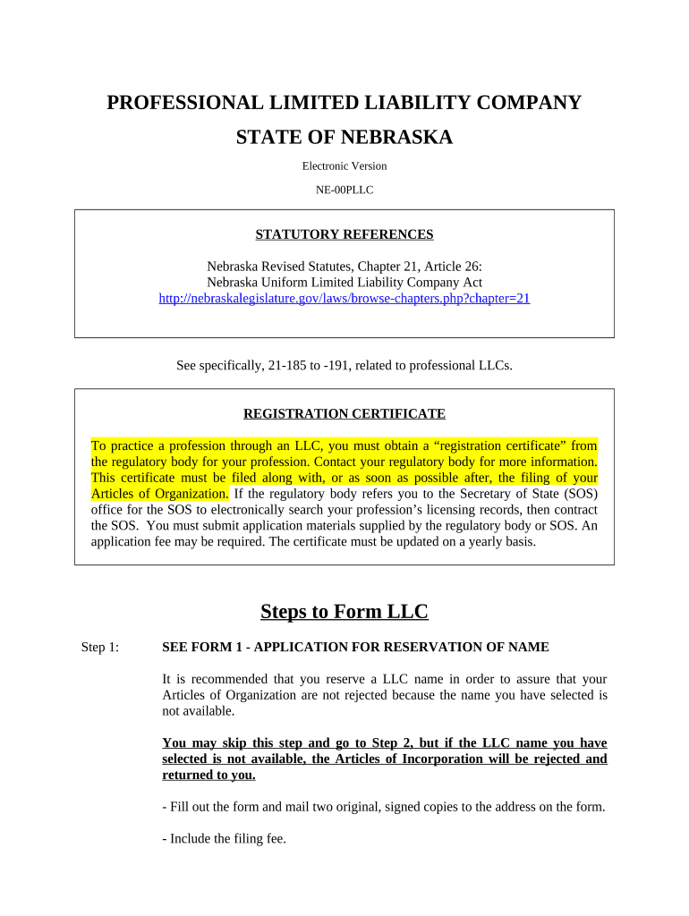 Nebraska Limited Liability Company  Form