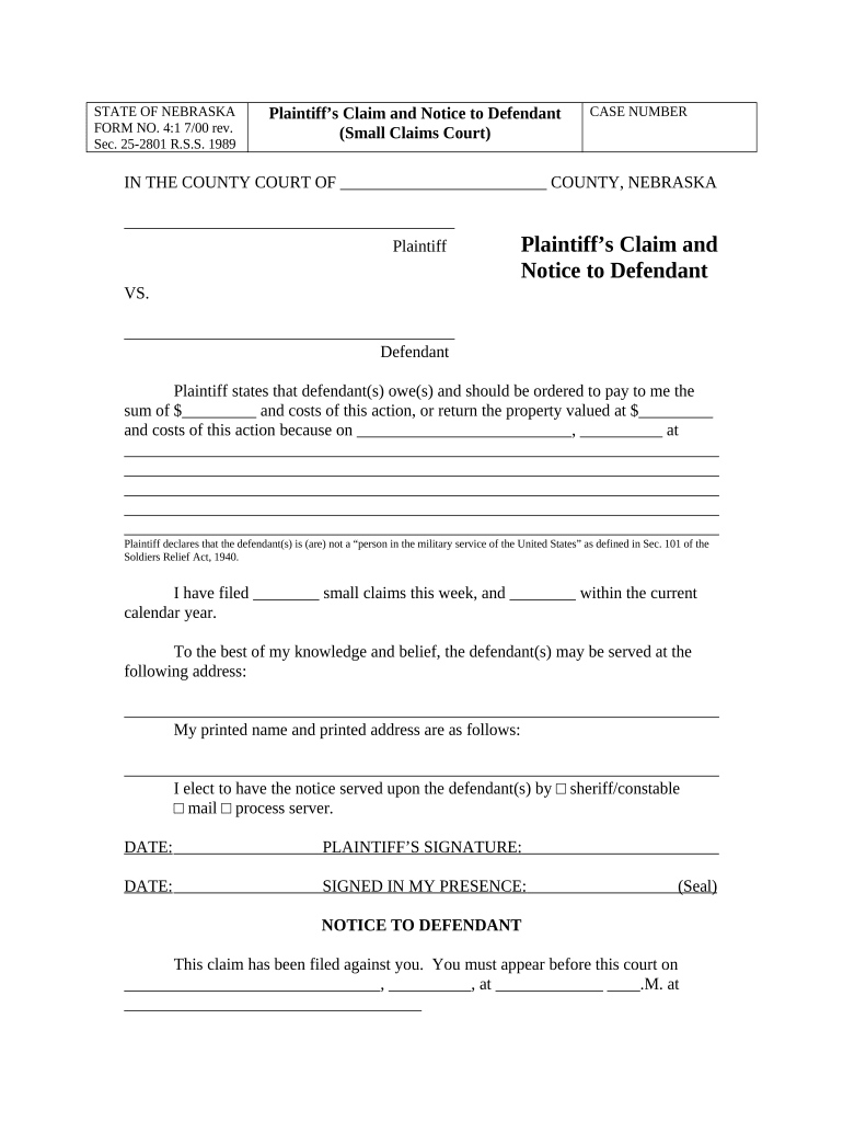 Ne Defendant  Form