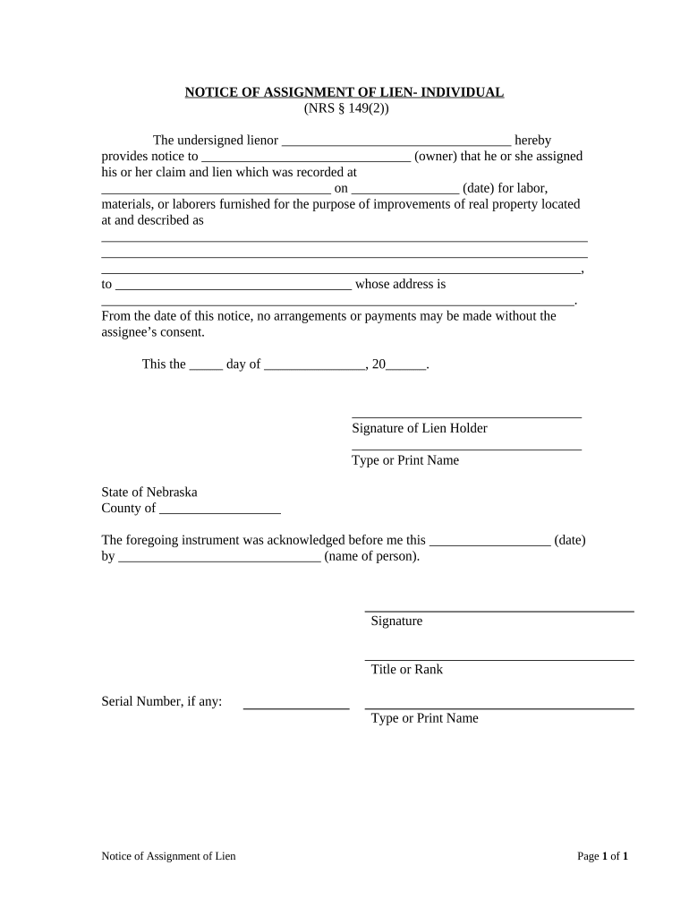 Nebraska Notice  Form