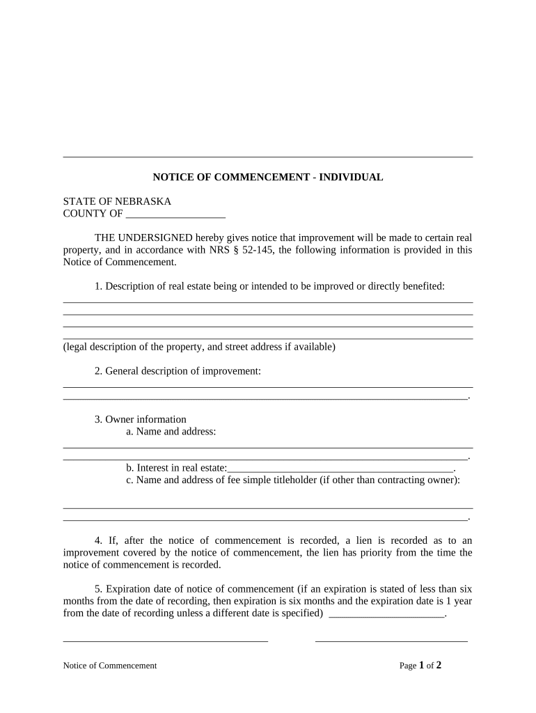 Nebraska Notice Commencement  Form
