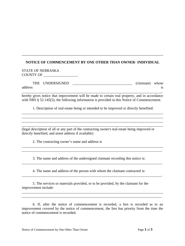 Nebraska Notice Commencement  Form