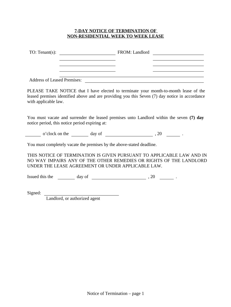 7 Day Notice  Form