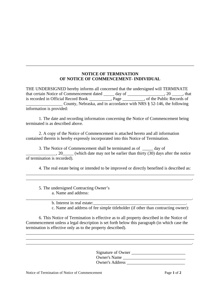 Nebraska Termination  Form