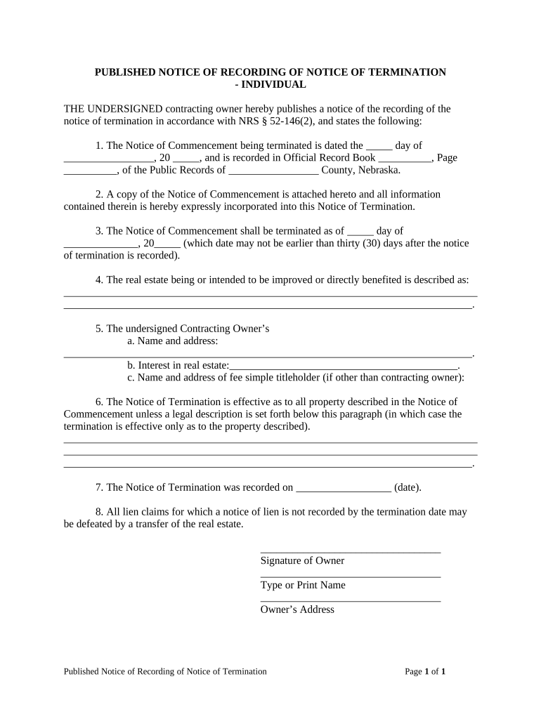 Published Notice  Form