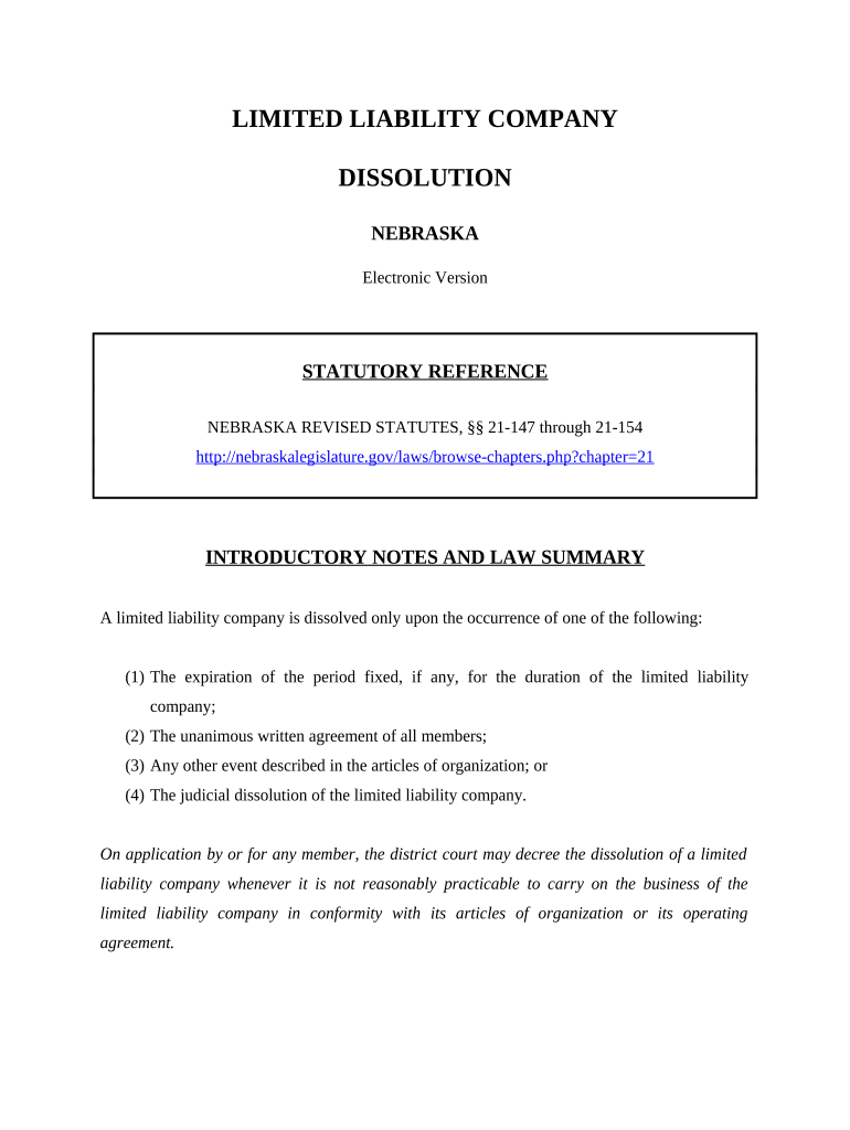 Nebraska Dissolution  Form