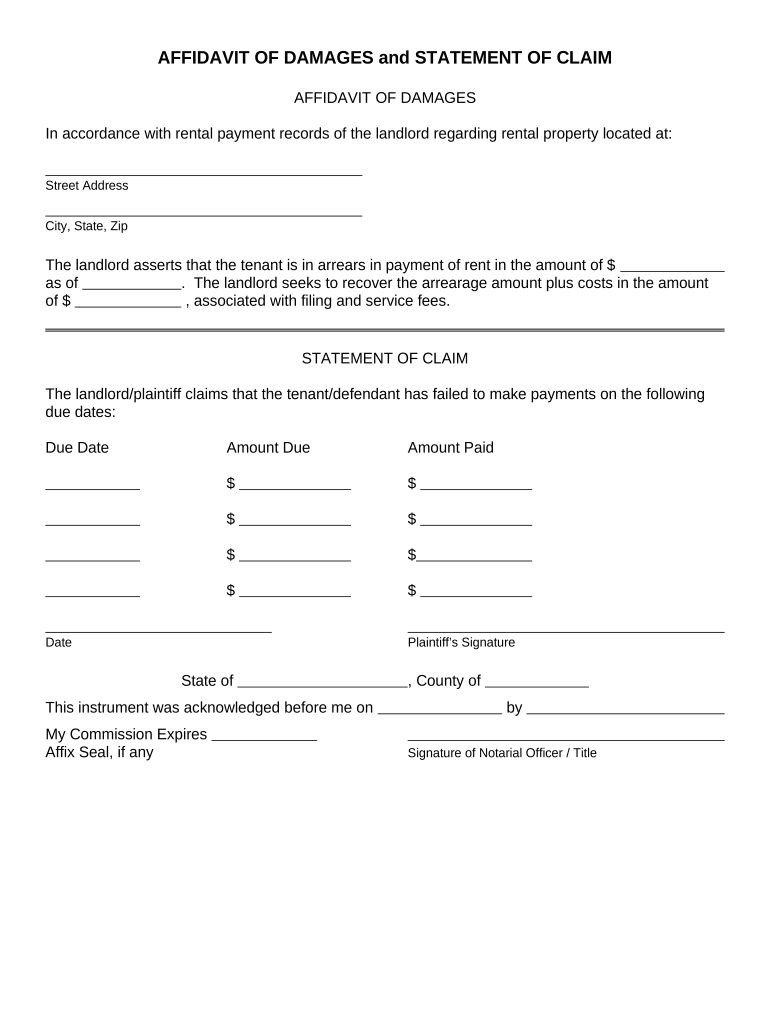 Nebraska Damages  Form