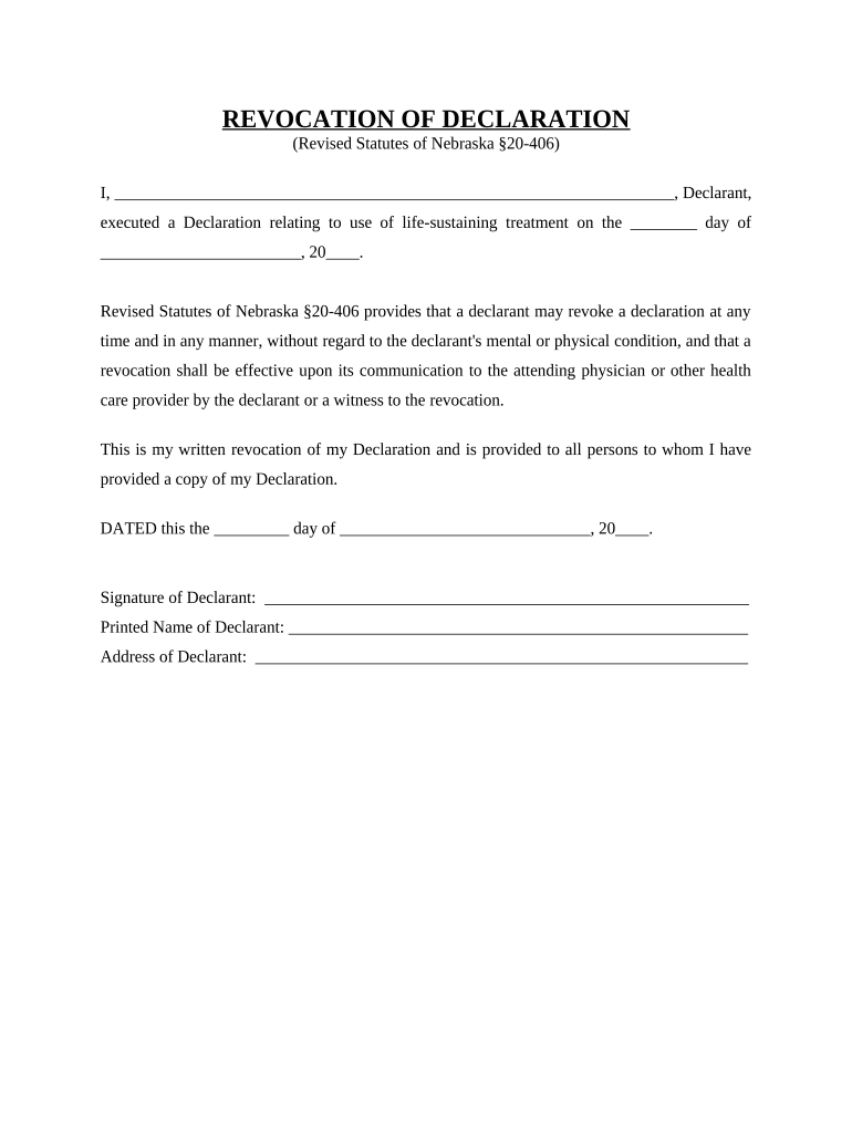 Revocation Declaration Form