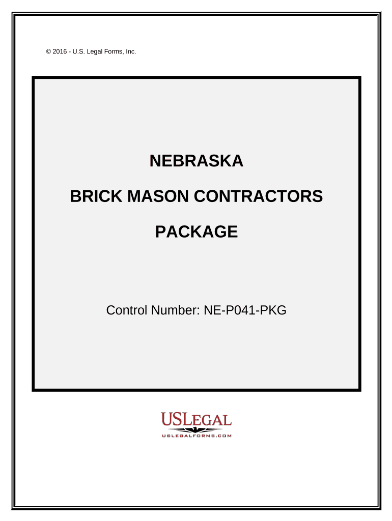 Brick Mason Contractor Package Nebraska  Form