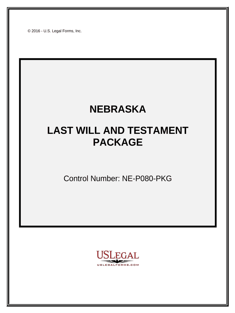 Last Will and Testament Package Nebraska  Form