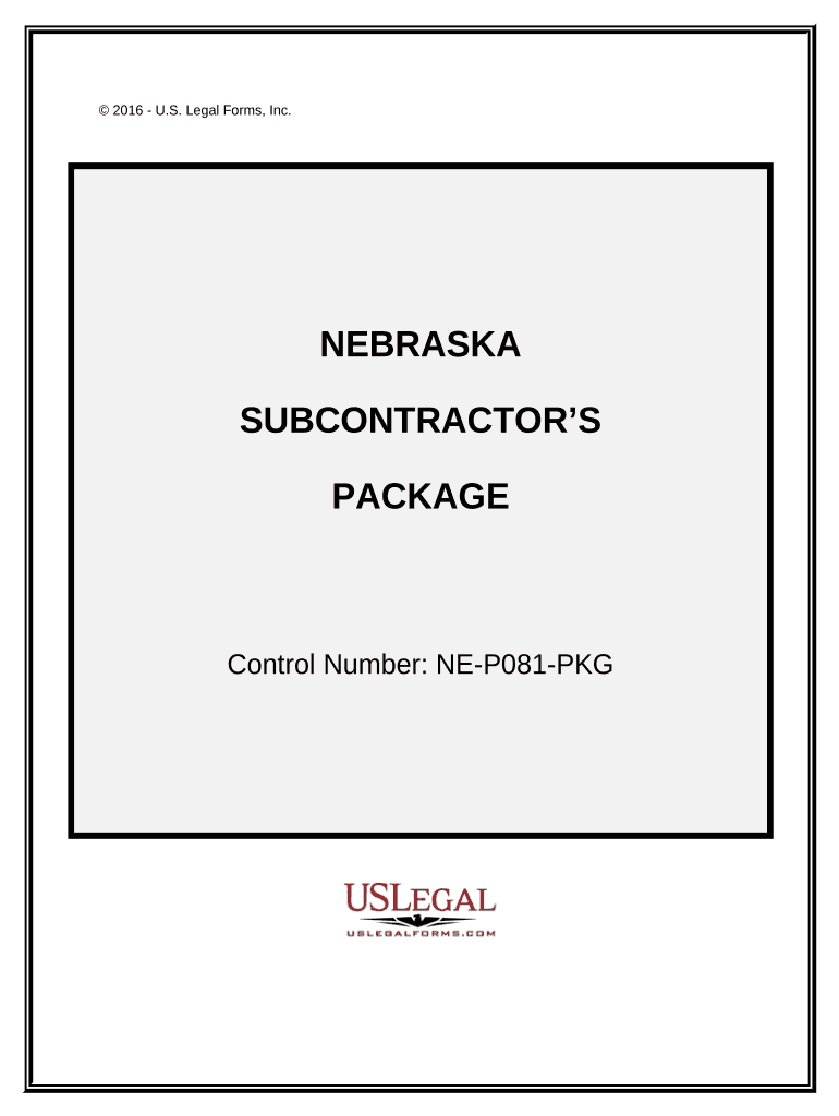 Subcontractors Package Nebraska  Form