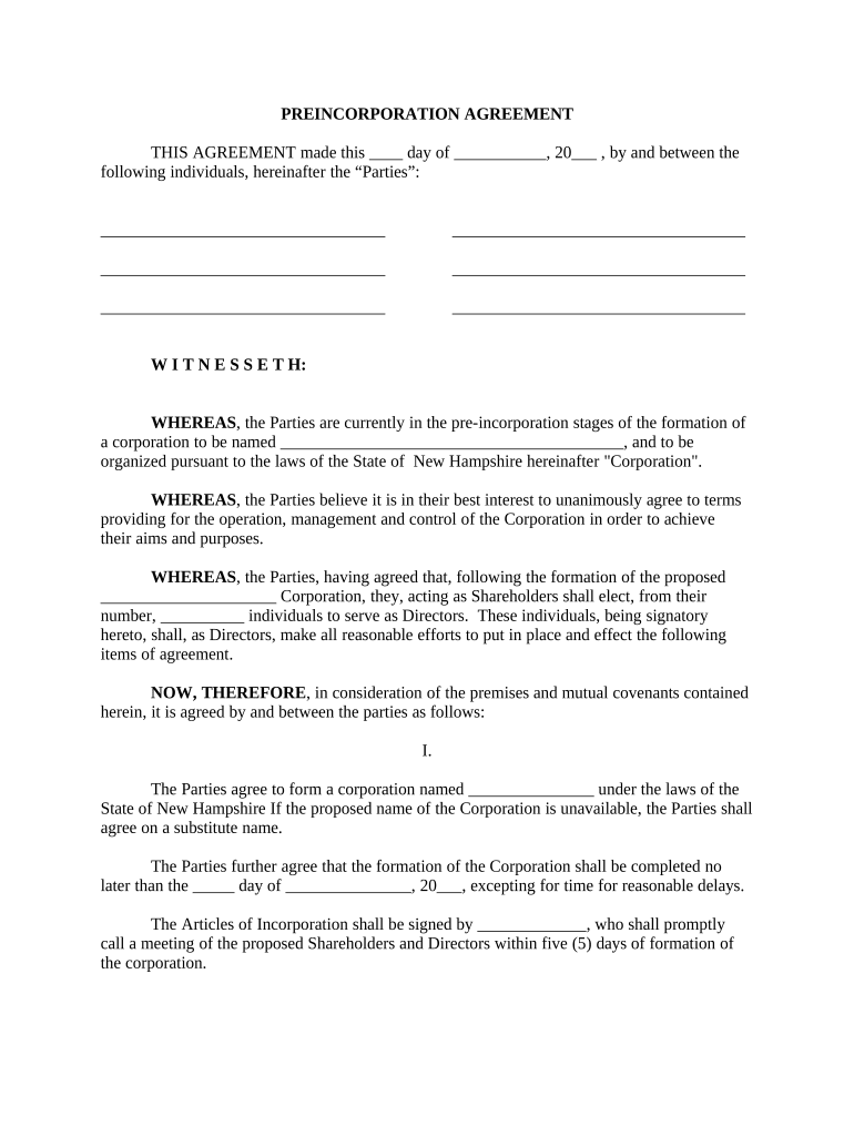 Nh Agreement  Form