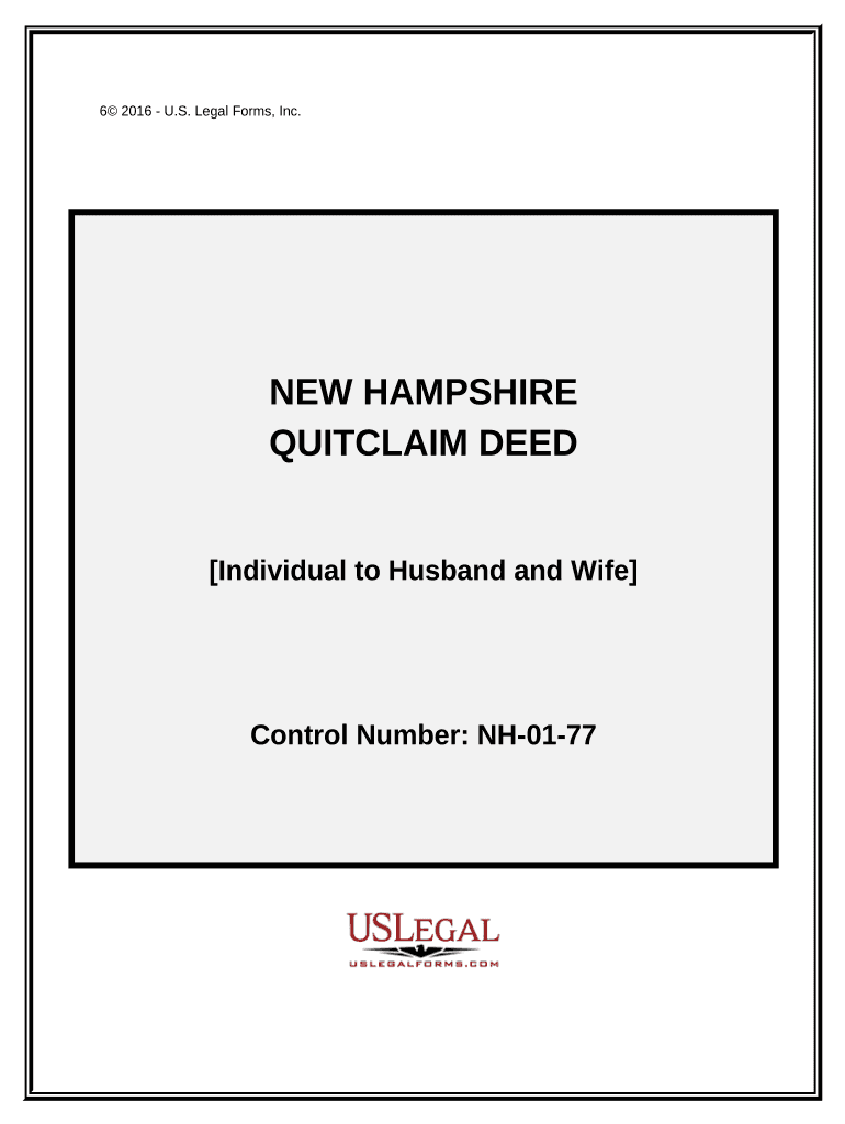 Quitclaim Deed from Individual to Husband and Wife New Hampshire  Form