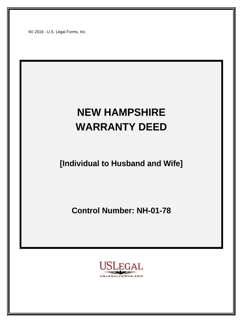 Warranty Deed from Individual to Husband and Wife New Hampshire  Form