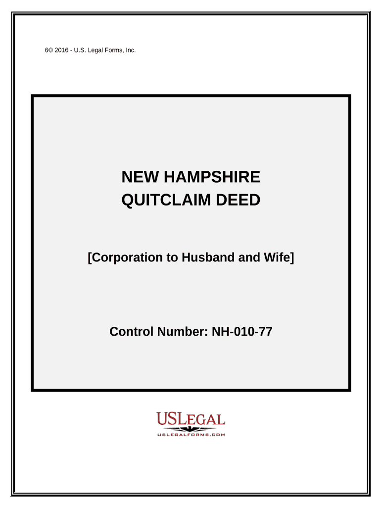 Quitclaim Deed from Corporation to Husband and Wife New Hampshire  Form