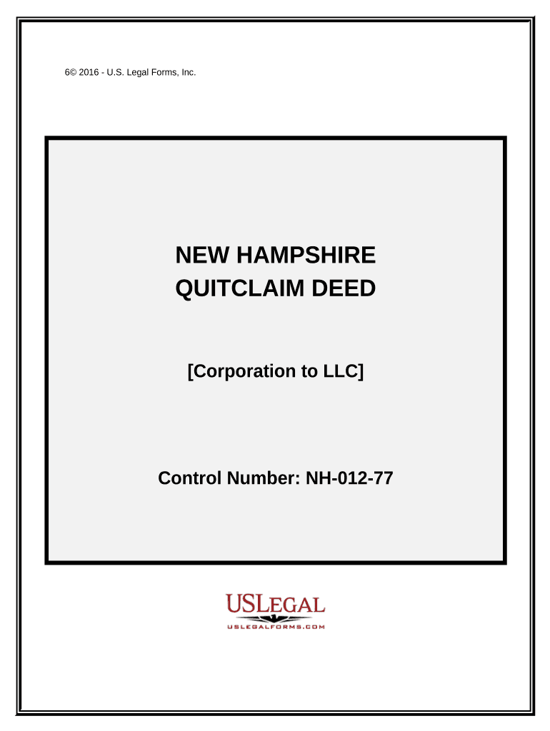 Quitclaim Deed from Corporation to LLC New Hampshire  Form