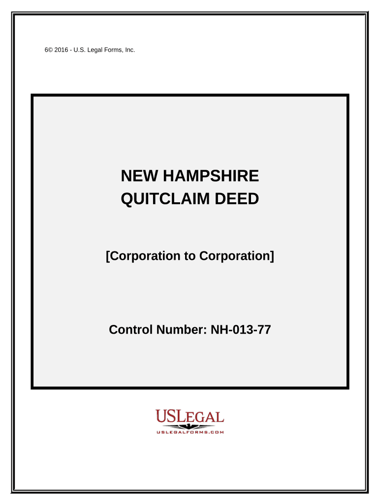 Quitclaim Deed from Corporation to Corporation New Hampshire  Form