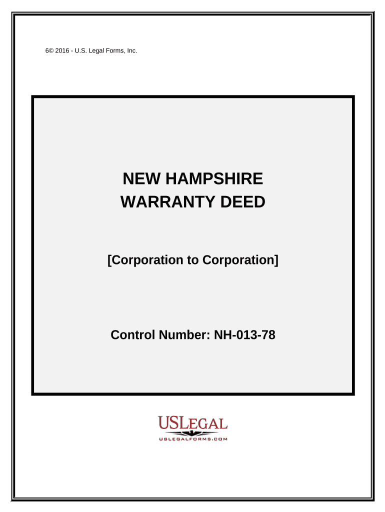 Warranty Deed from Corporation to Corporation New Hampshire  Form