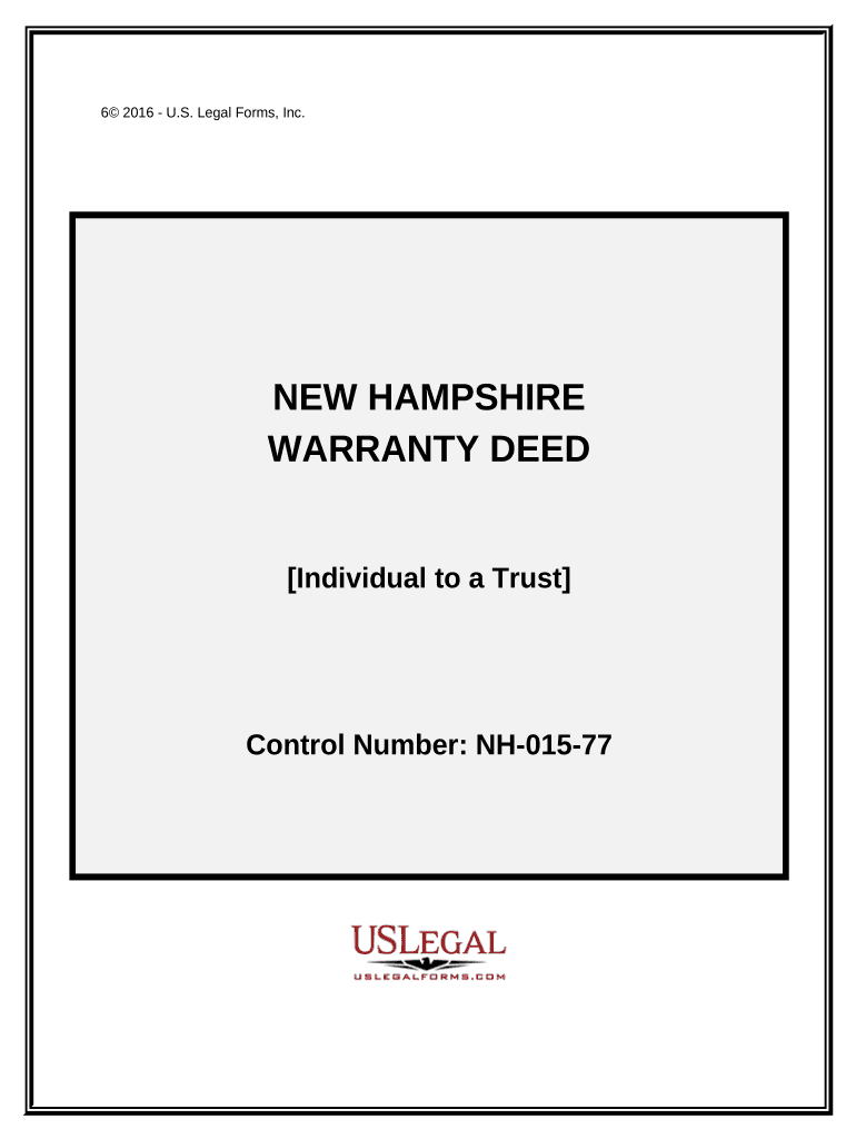 Warranty Deed from Individual to a Trust New Hampshire  Form