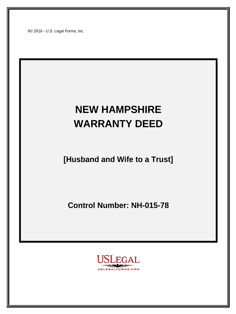 Warranty Deed from Husband and Wife to a Trust New Hampshire  Form