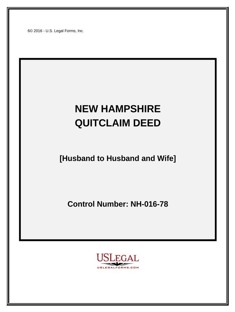 Get and Sign Quitclaim Deed from Husband to Himself and Wife New Hampshire  Form