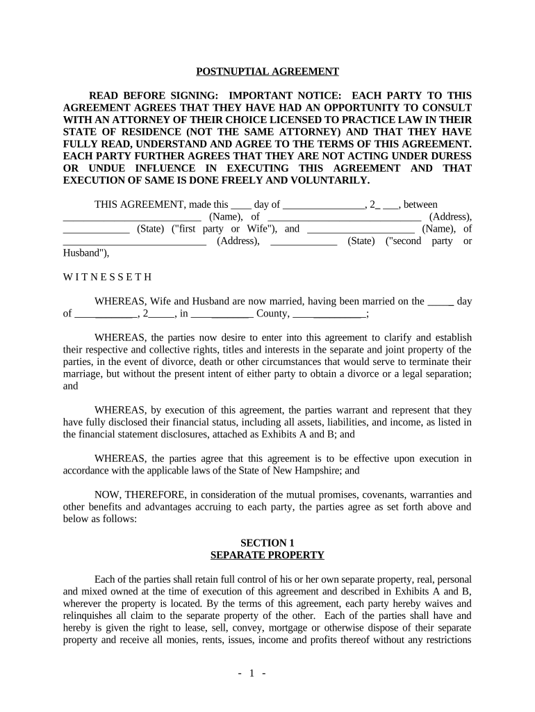 Nh Agreement  Form