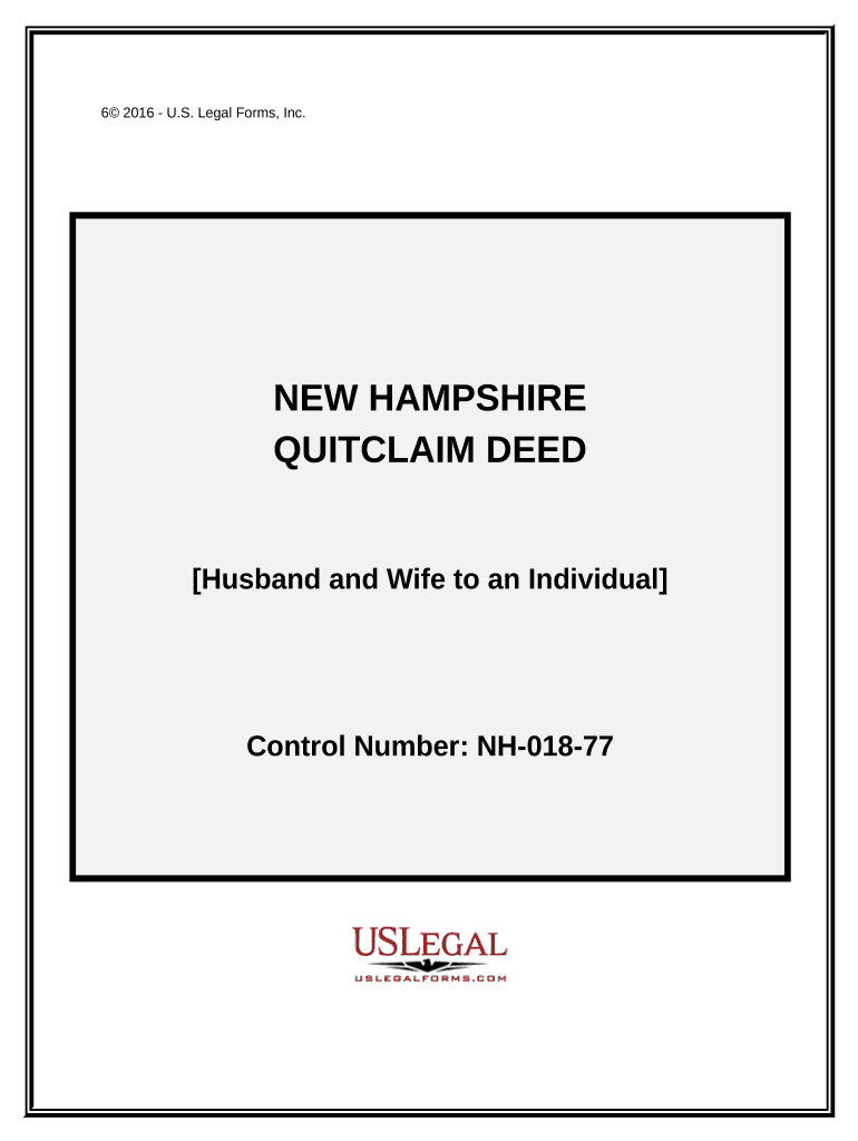 Quitclaim Deed from Husband and Wife to an Individual New Hampshire  Form