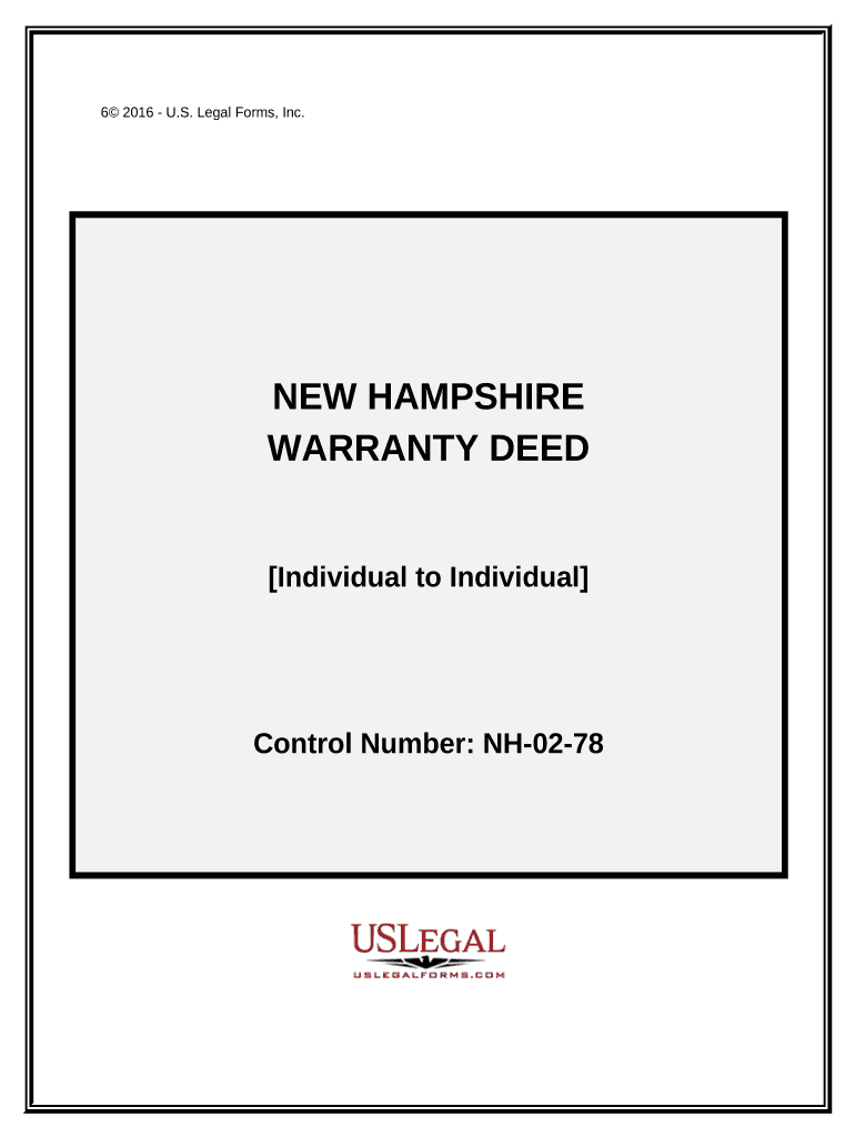 Warranty Deed from Individual to Individual New Hampshire  Form