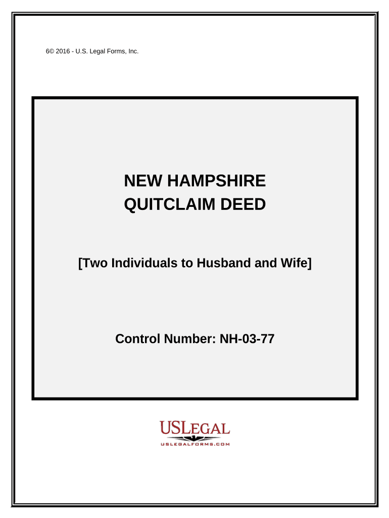 Quitclaim Deed by Two Individuals to Husband and Wife New Hampshire  Form