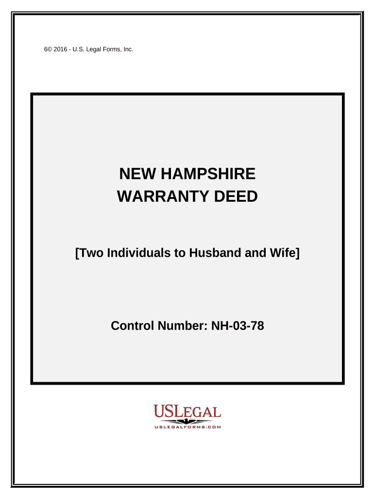 Warranty Deed from Two Individuals to Husband and Wife New Hampshire  Form