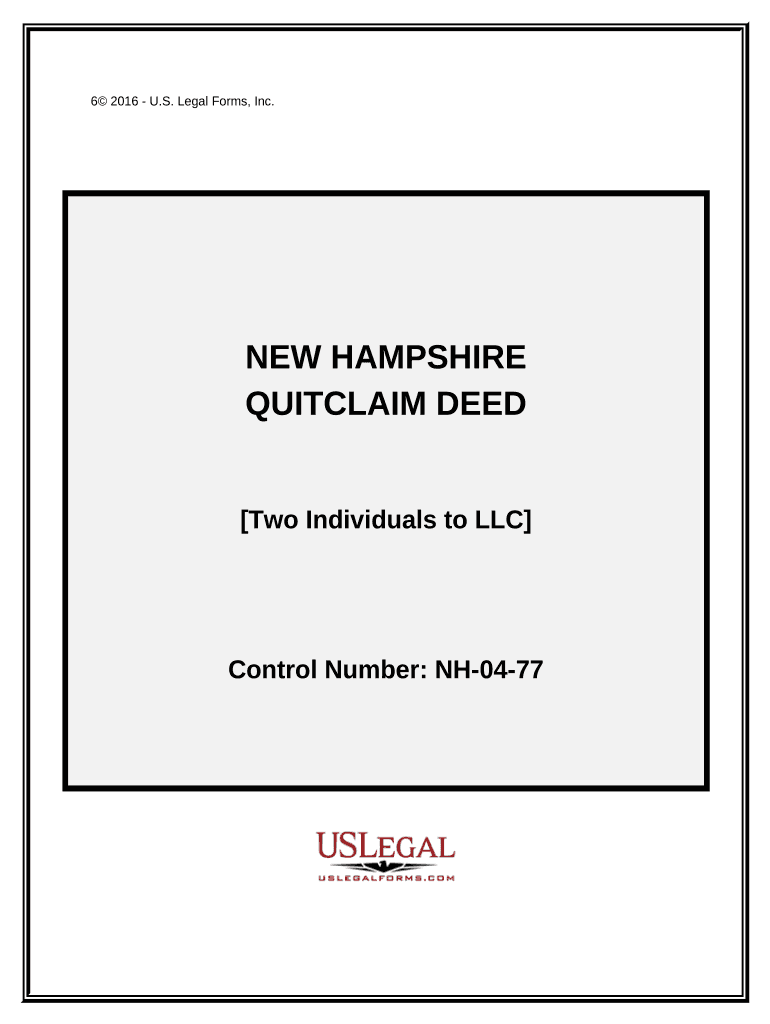 Quitclaim Deed by Two Individuals to LLC New Hampshire  Form