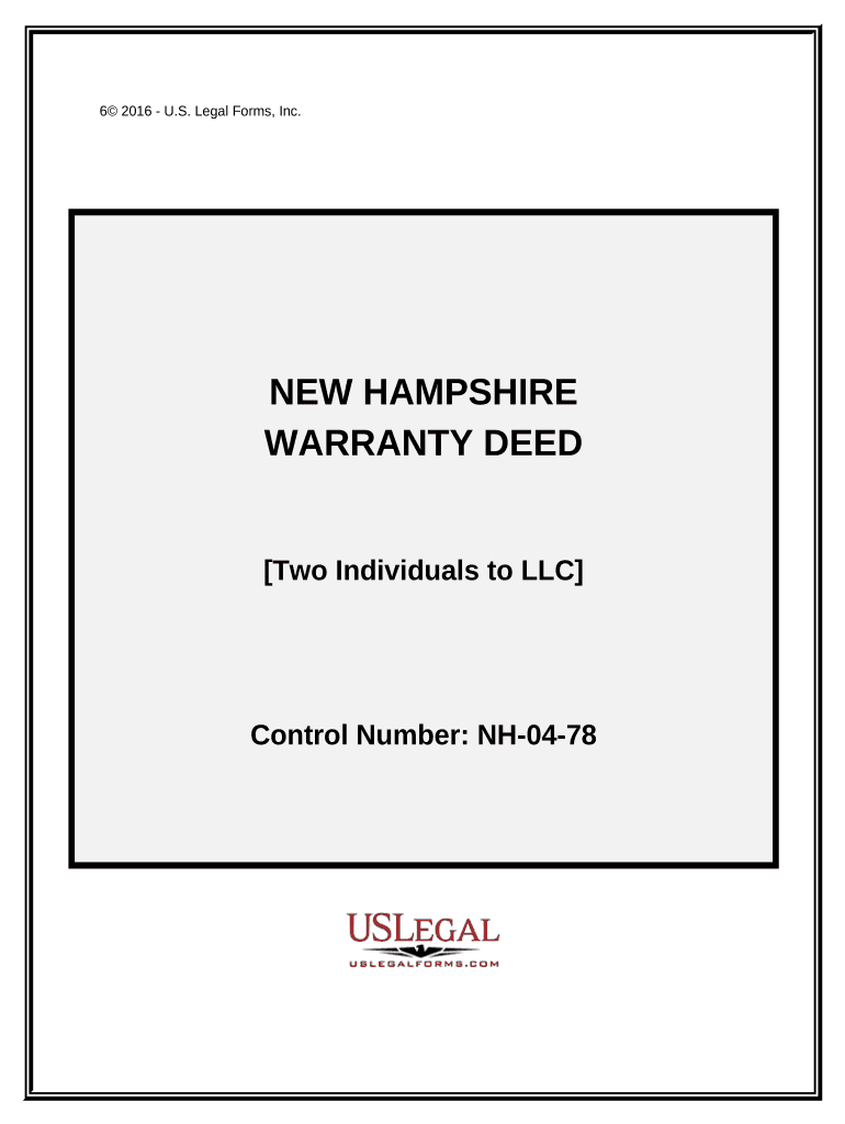Warranty Deed from Two Individuals to LLC New Hampshire  Form