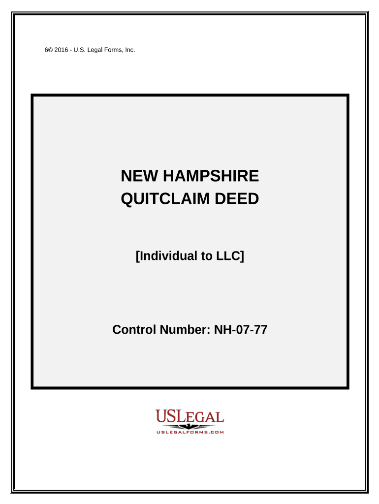 Quitclaim Deed from Individual to LLC New Hampshire  Form