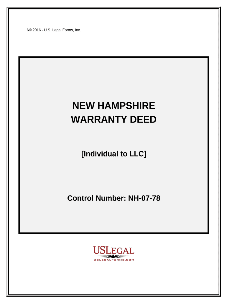 Warranty Deed from Individual to LLC New Hampshire  Form