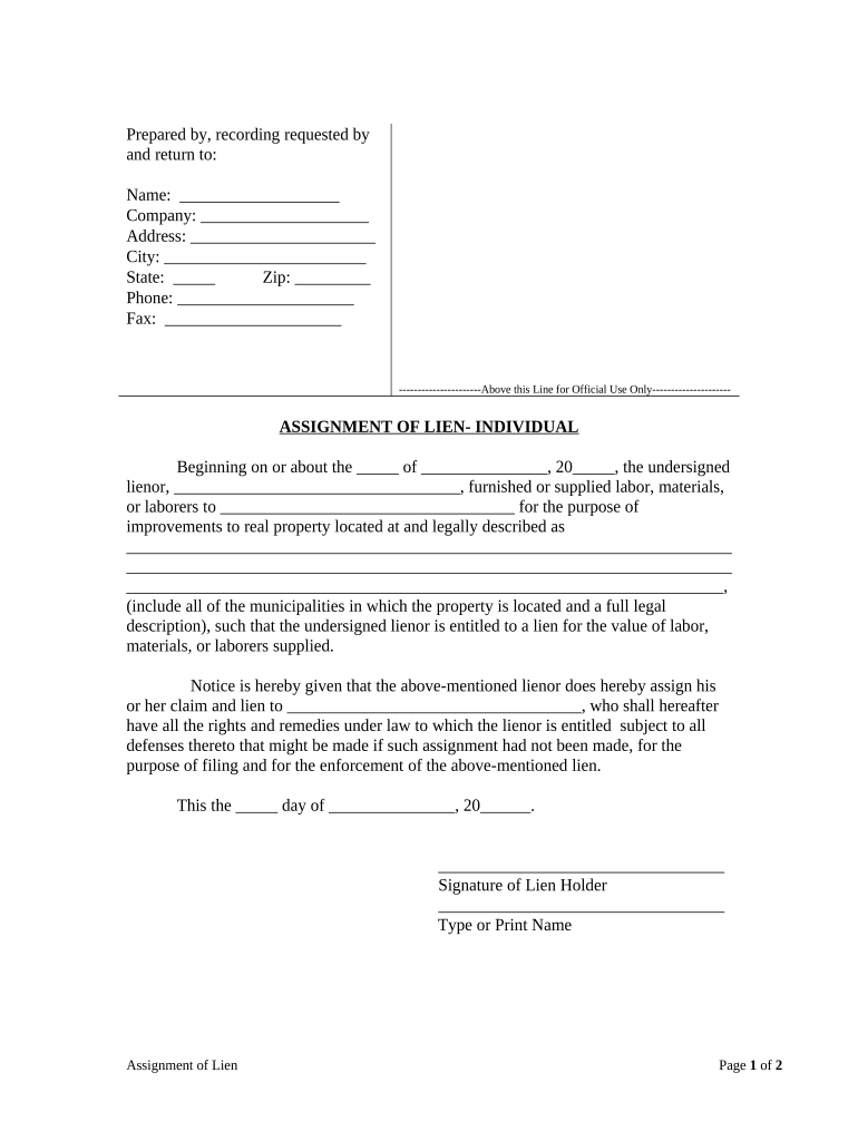 New Hampshire Lien  Form