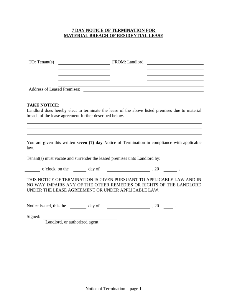 7 Day Notice  Form