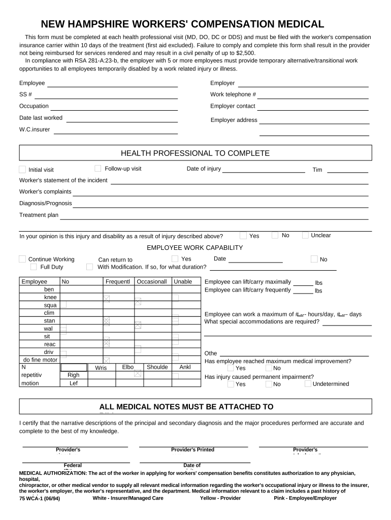 Nh Workers Compensation Form