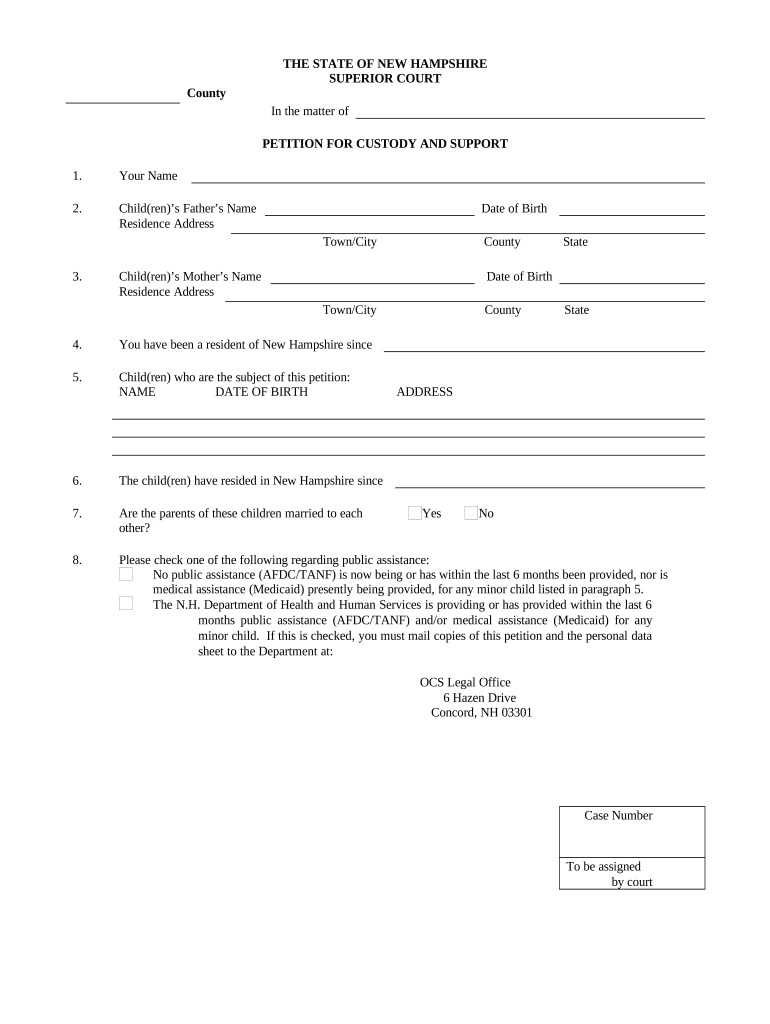 New Hampshire Custody  Form