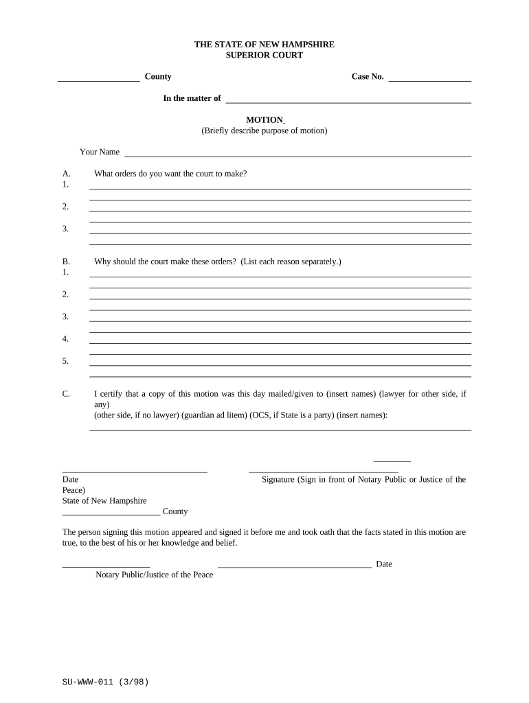 New Hampshire Divorce Contract  Form