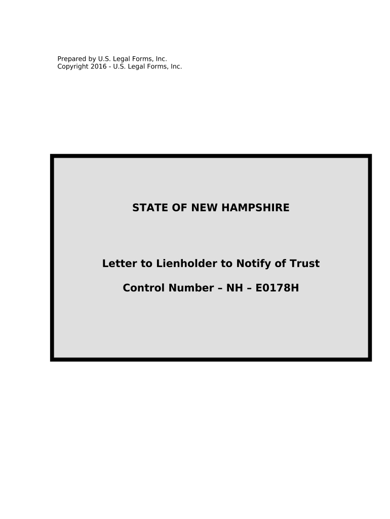 Letter to Lienholder to Notify of Trust New Hampshire  Form