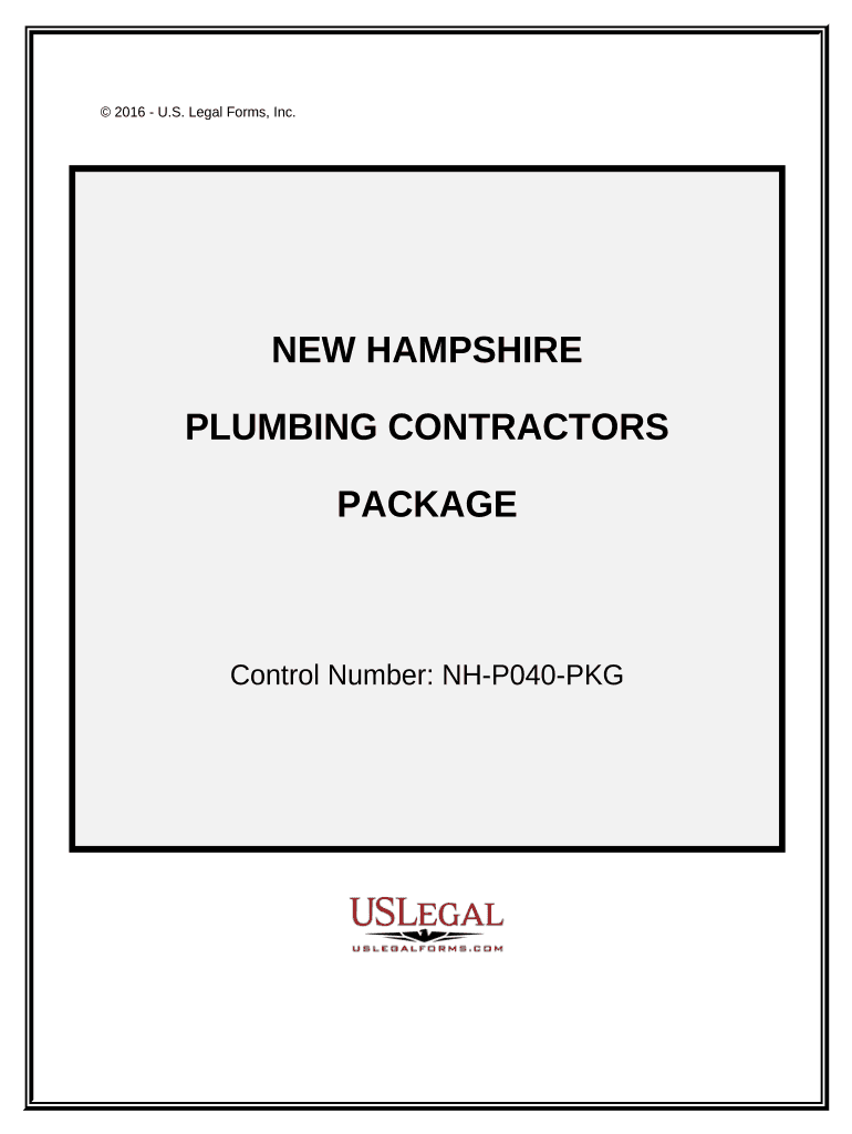 Plumbing Contractor Package New Hampshire  Form