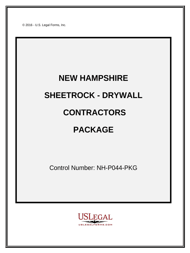 Sheetrock Drywall Contractor Package New Hampshire  Form