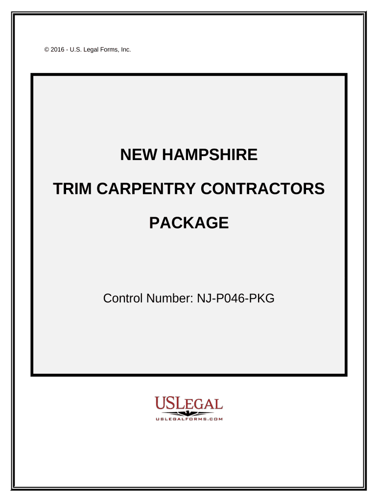 Trim Carpentry Contractor Package New Hampshire  Form