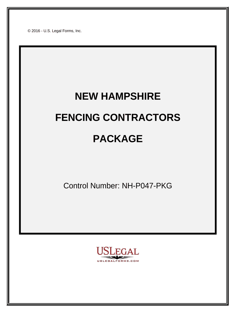 Fencing Contractor Package New Hampshire  Form